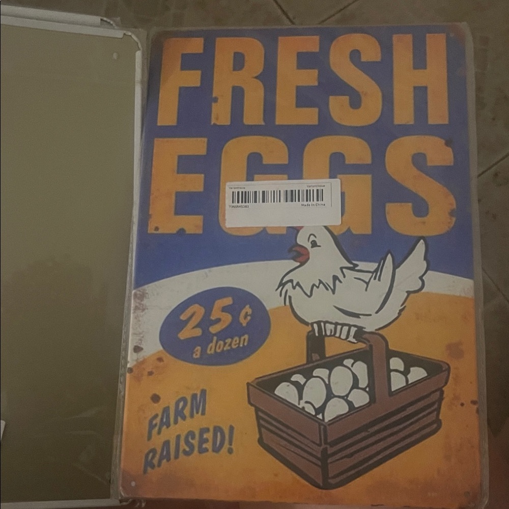 Country Road Fresh Eggs Wall Art - Blue and Orange